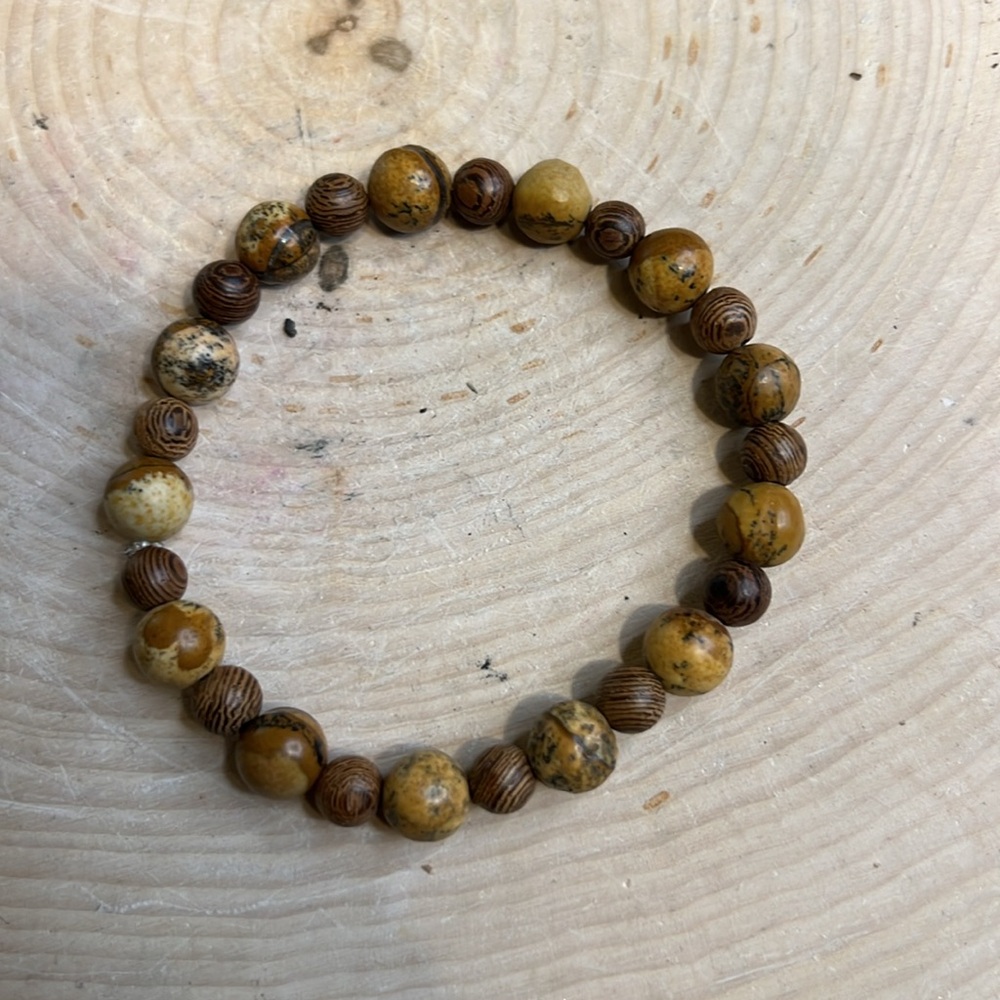 Picture jasper and wooden bead bracelet - Picture 3 of 3